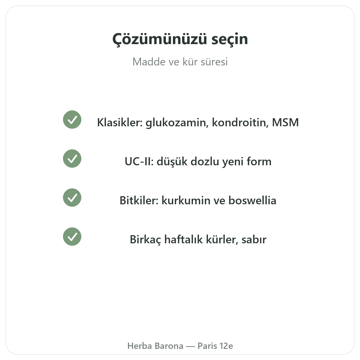 Eklemler Paris - Herba Barona Paris 12. bölgede kalite taahhütleri