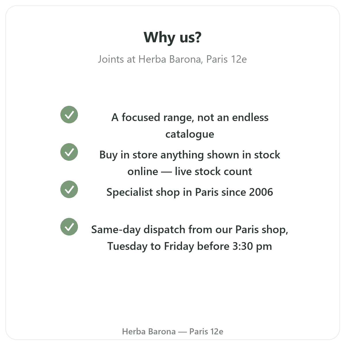 Pourquoi acheter Articulations Paris a Paris chez Herba Barona Paris 12e