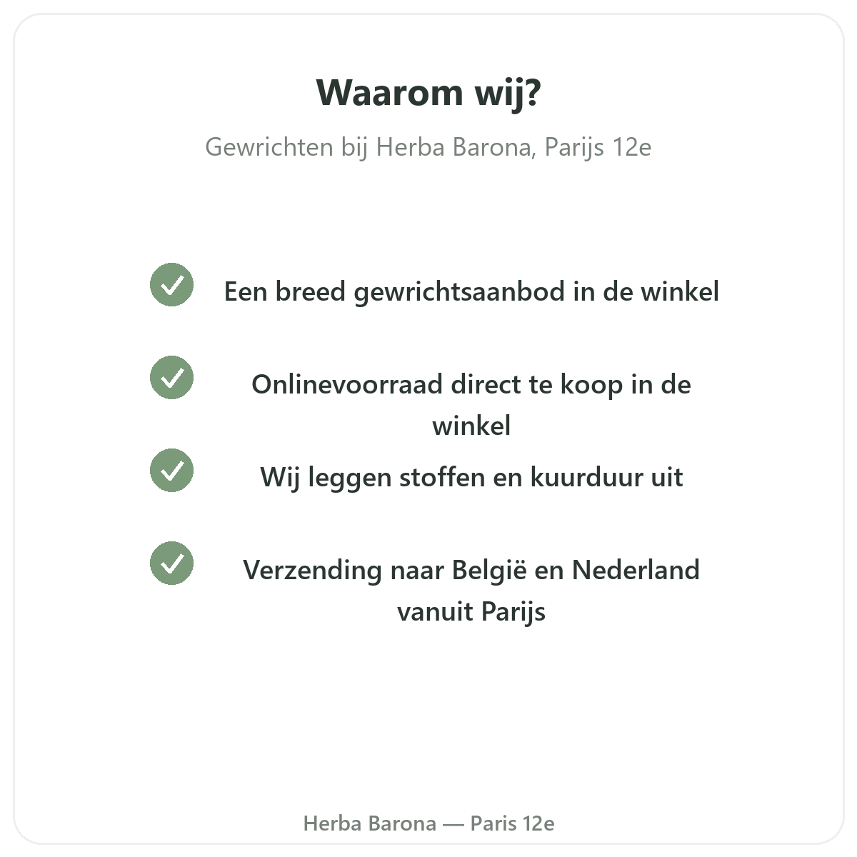 Waarom Gewrichten kopen in Parijs bij Herba Barona Parijs 12e