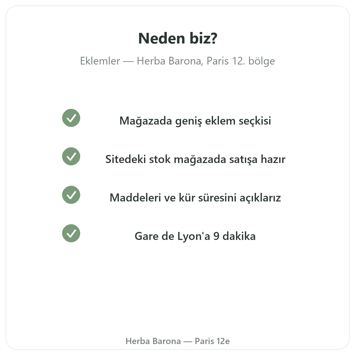 Eklemler Paris neden Herba Barona Paris 12. bölgeden satın alınır
