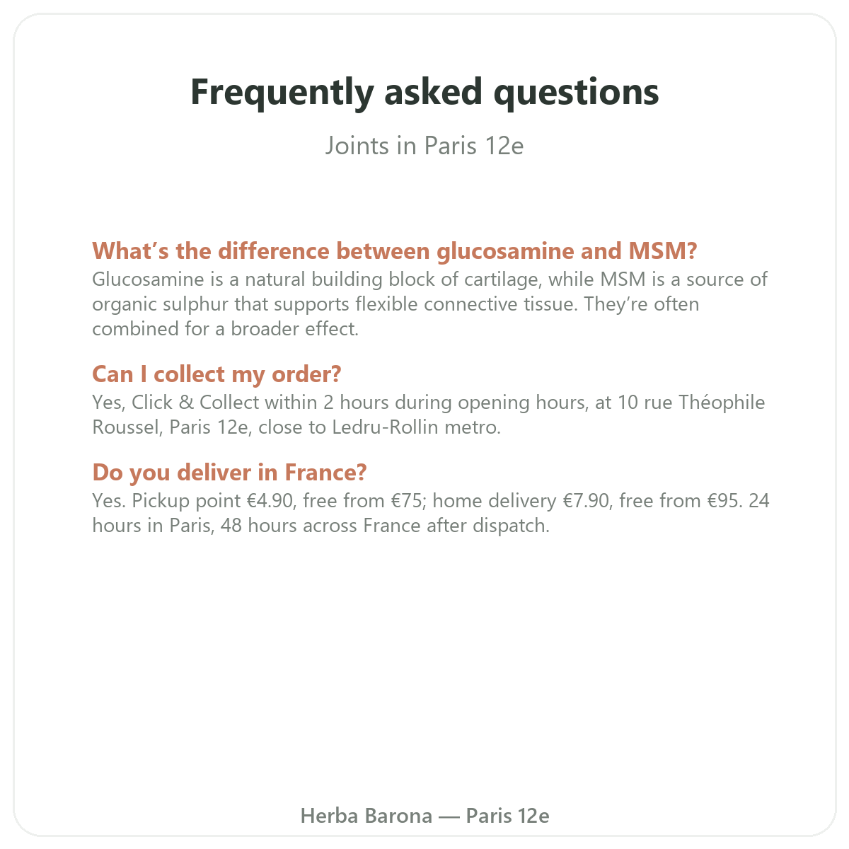 Questions frequentes Articulations Paris a Paris - Herba Barona Paris 12e