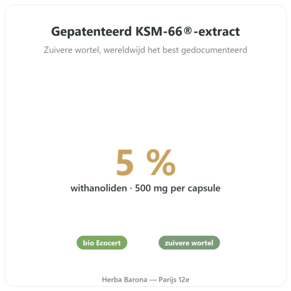 Ashwagandha Bio KSM-66® – Novoma – 60 capsules voordelen en kerngegevens Paris Herba Barona