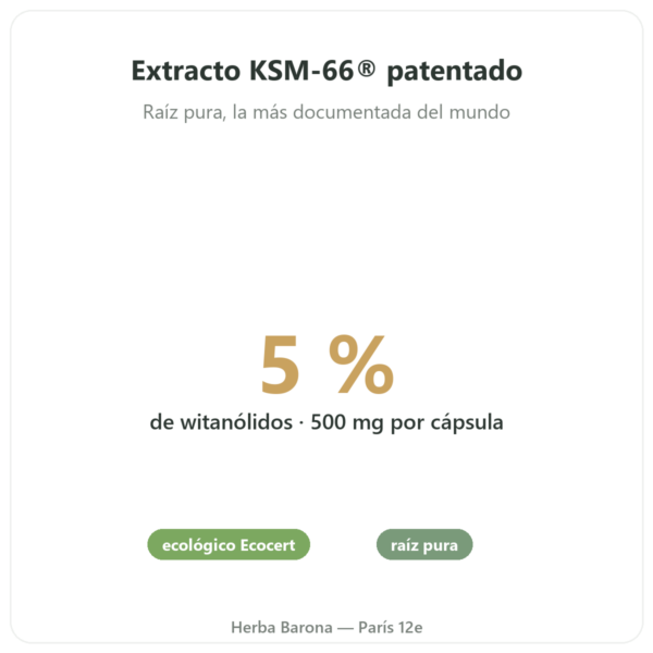 Ashwagandha BIO KSM-66® – Novoma – 60 cápsulas beneficios y datos clave Paris Herba Barona