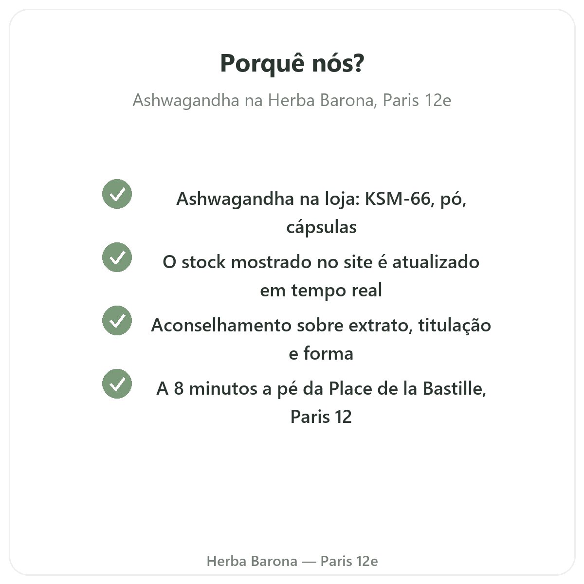 Porquê comprar Ashwagandha KSM-66 em Paris na Herba Barona Paris 12e