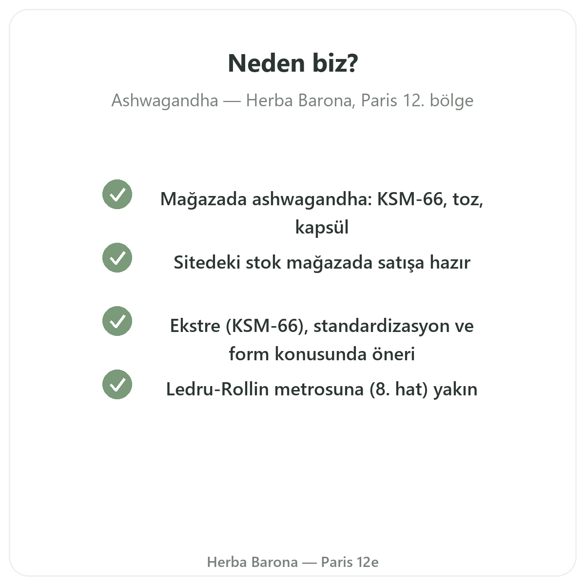 Paris’te Ashwagandha KSM-66 neden Herba Barona’dan alınmalı