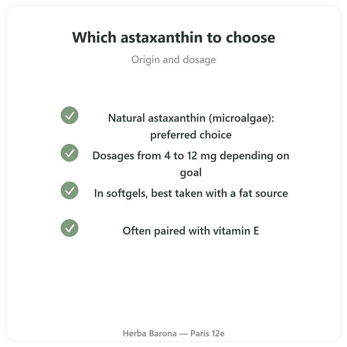 Astaxanthine Paris Paris - engagements qualite chez Herba Barona Paris 12e