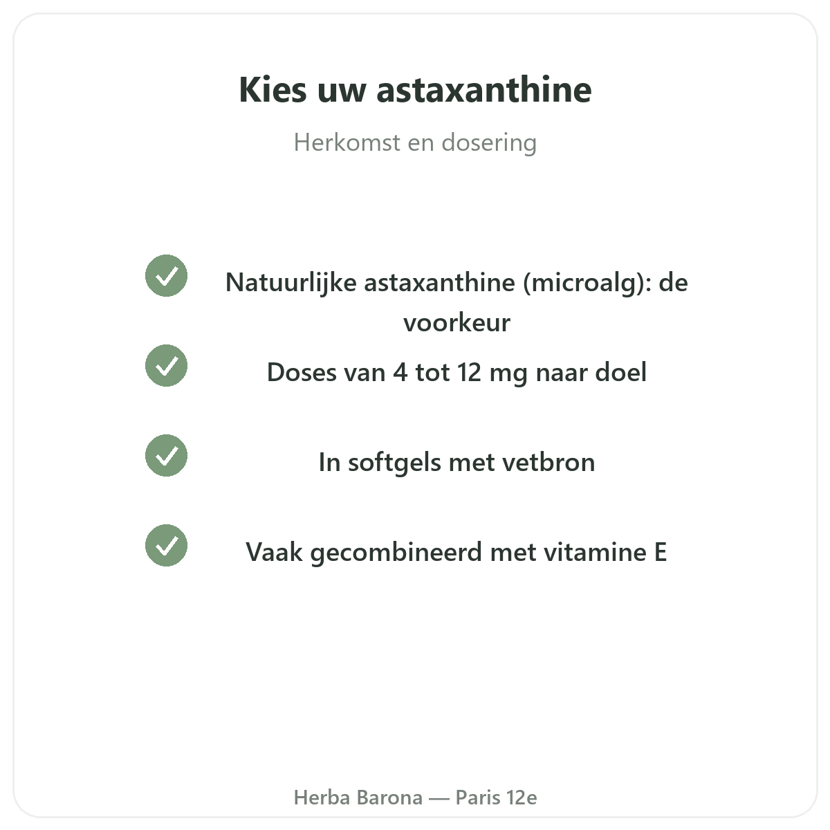 Astaxanthine Parijs - kwaliteitsverbintenissen bij Herba Barona Parijs 12e