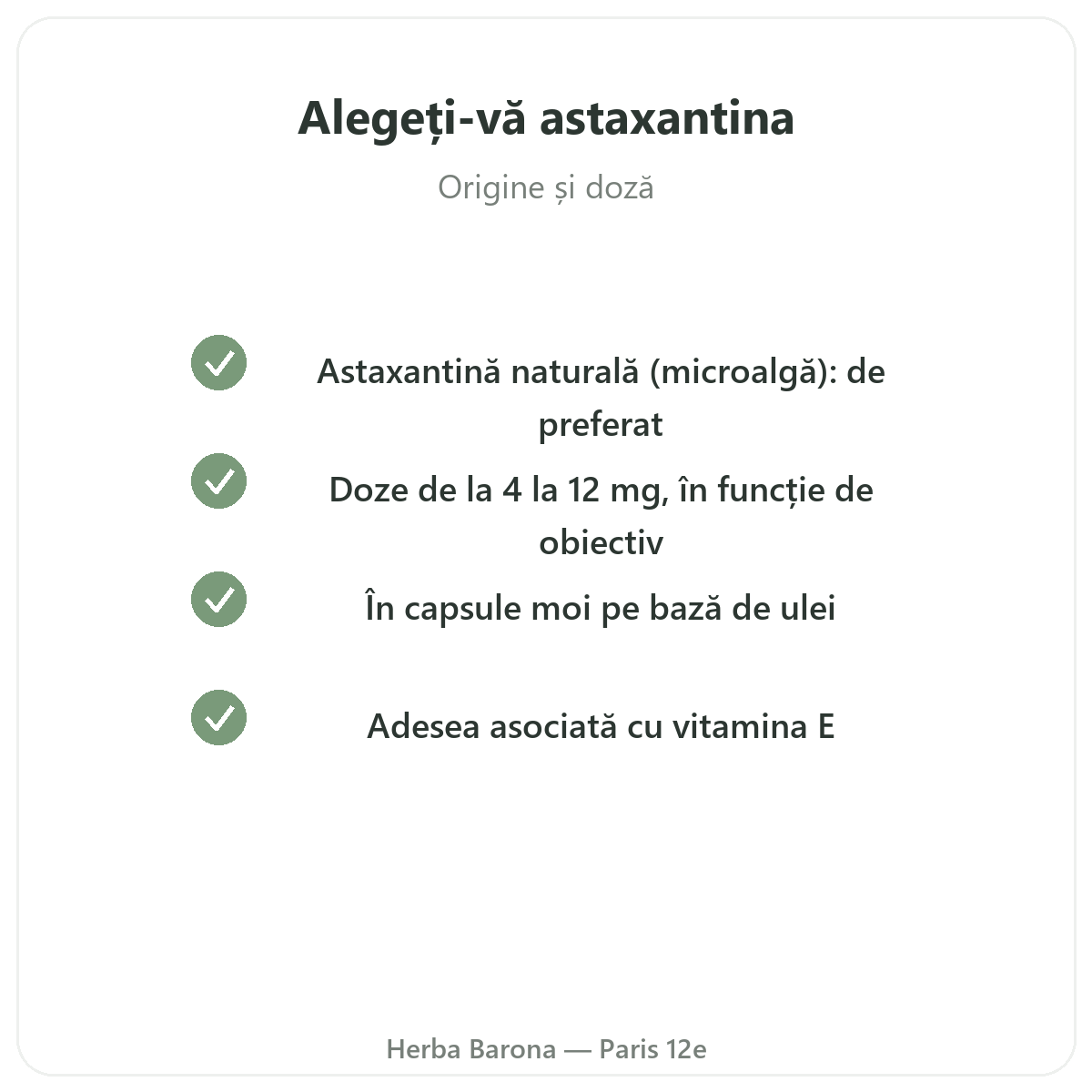 Astaxantina Paris - angajamente de calitate la Herba Barona Paris 12e