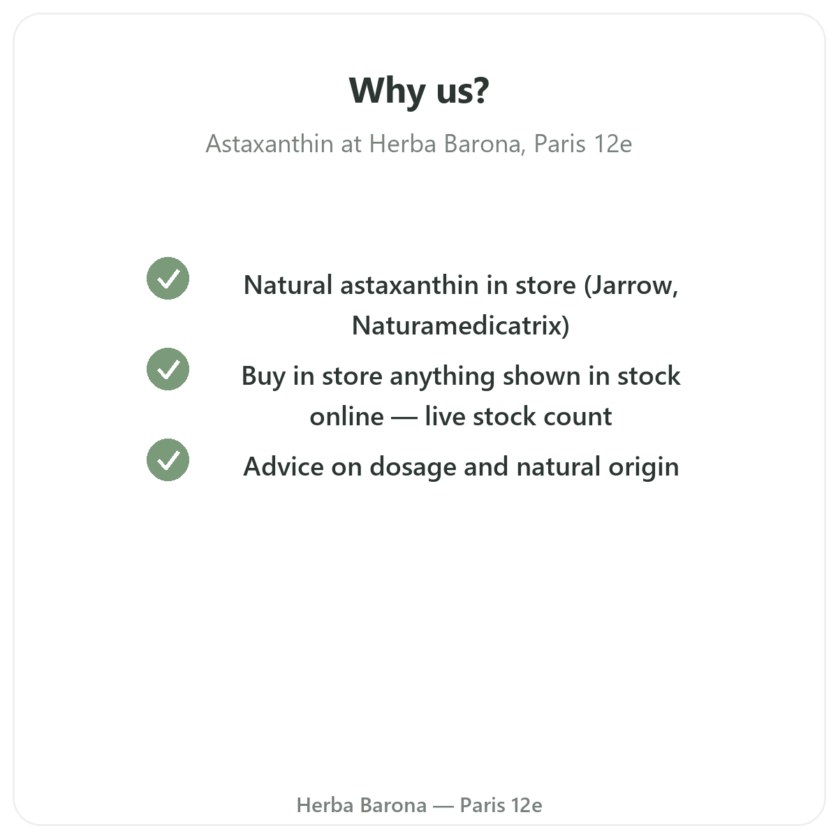 Pourquoi acheter Astaxanthine Paris a Paris chez Herba Barona Paris 12e