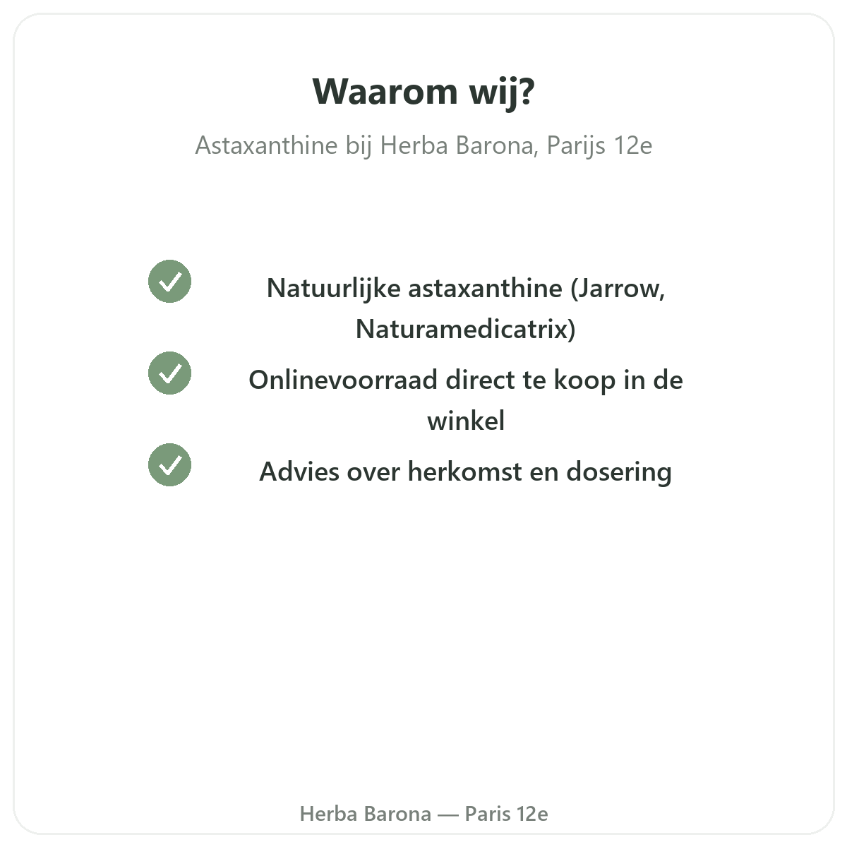 Waarom Astaxanthine kopen bij Herba Barona in Parijs 12e