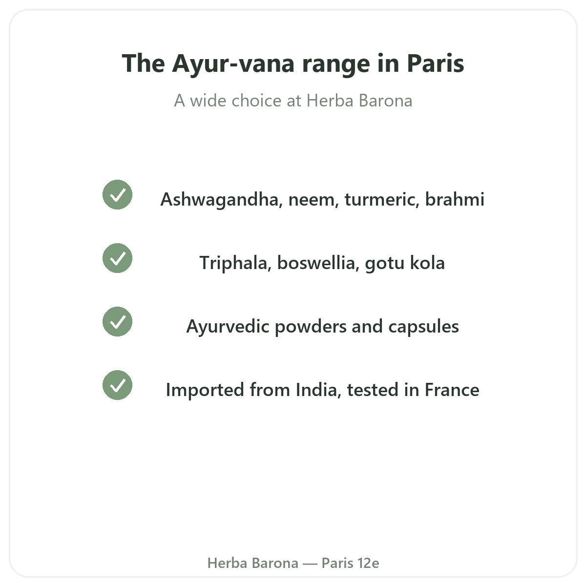 The Ayur-vana range in Paris at Herba Barona Paris 12th