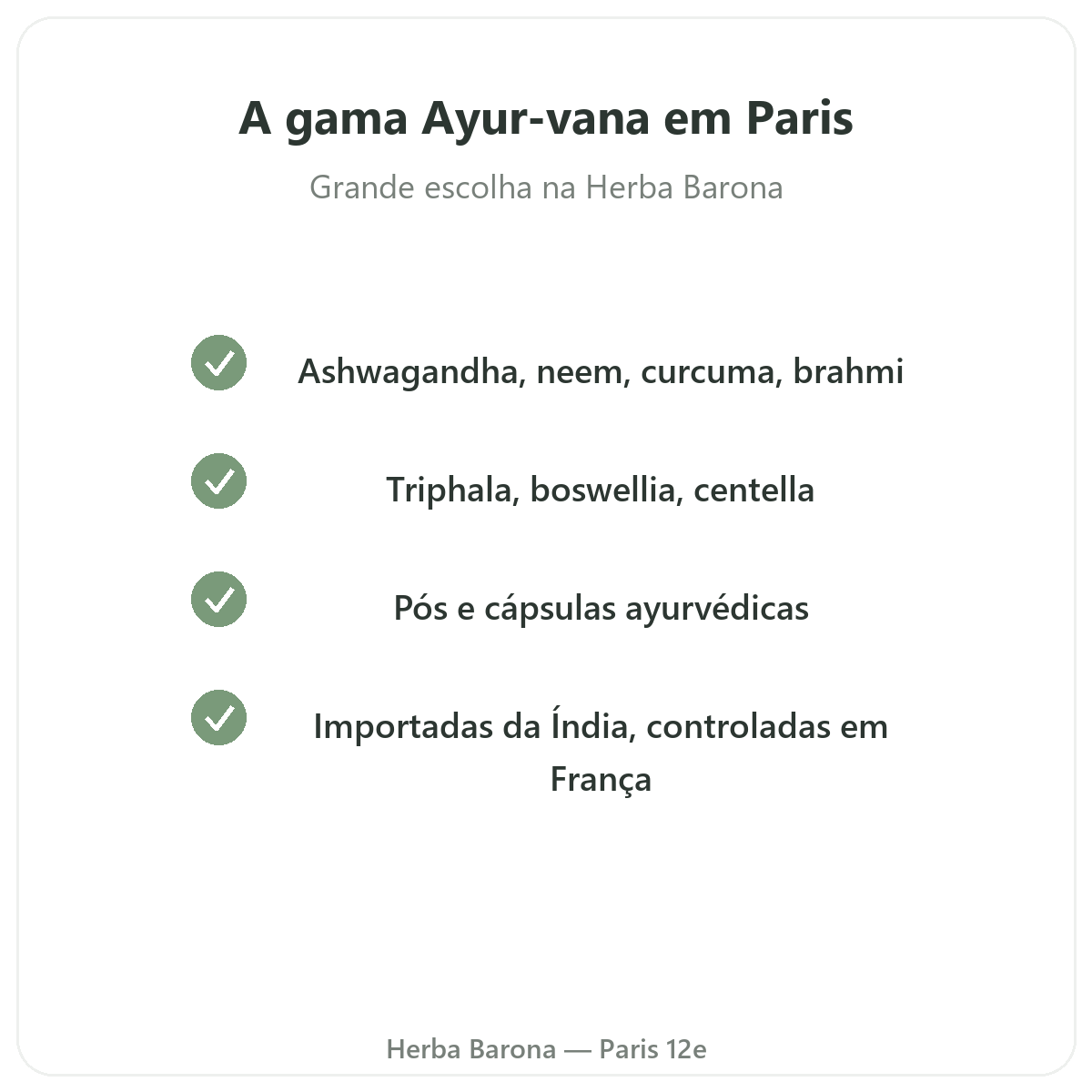 A gama Ayur-vana em Paris na Herba Barona Paris 12e