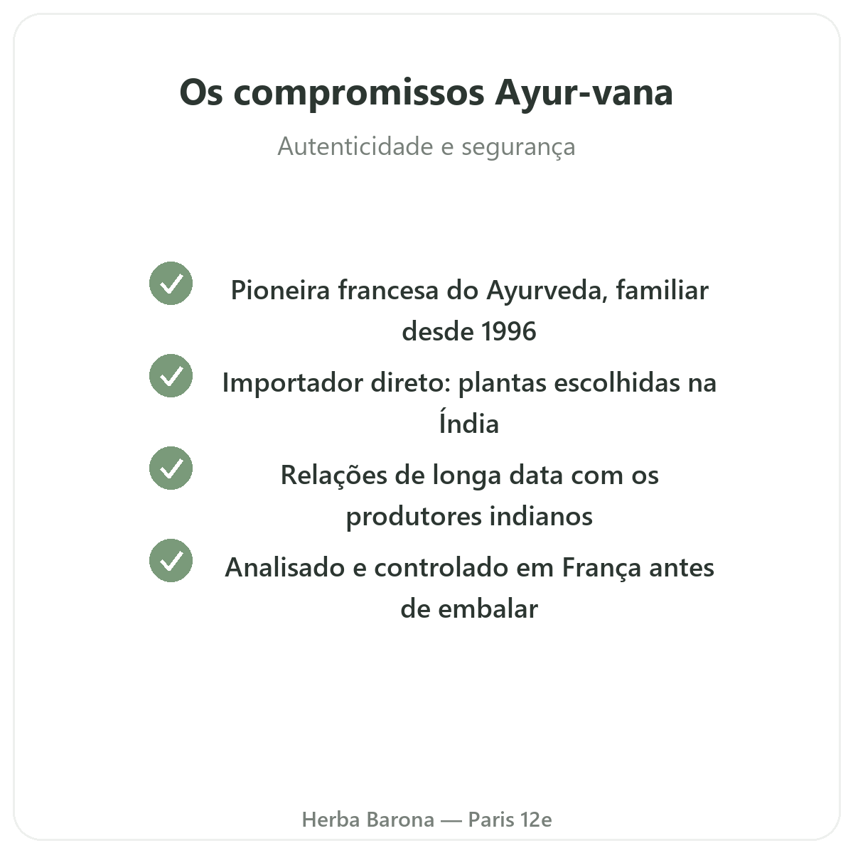 Ayur-vana Paris - compromissos de qualidade e matérias-primas patenteadas na Herba Barona