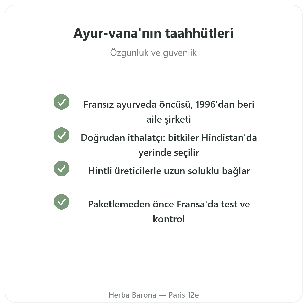 Ayur-vana Paris - Herba Barona’daki kalite taahhütleri ve patentli hammaddeler