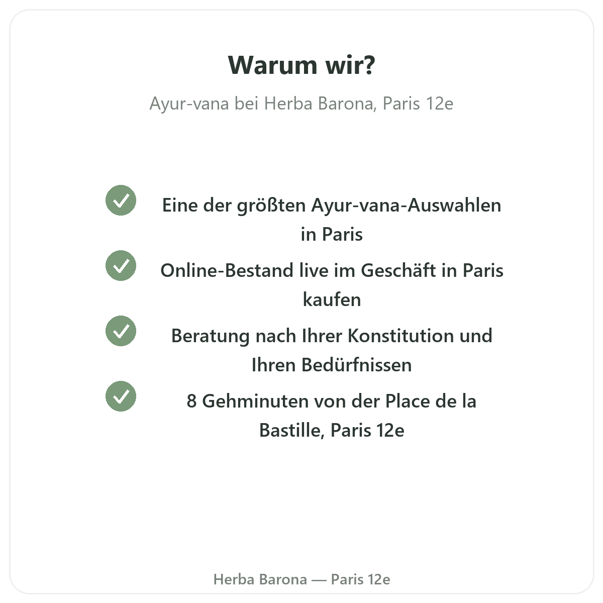Warum Ayur-vana in Paris bei Herba Barona kaufen Paris 12e