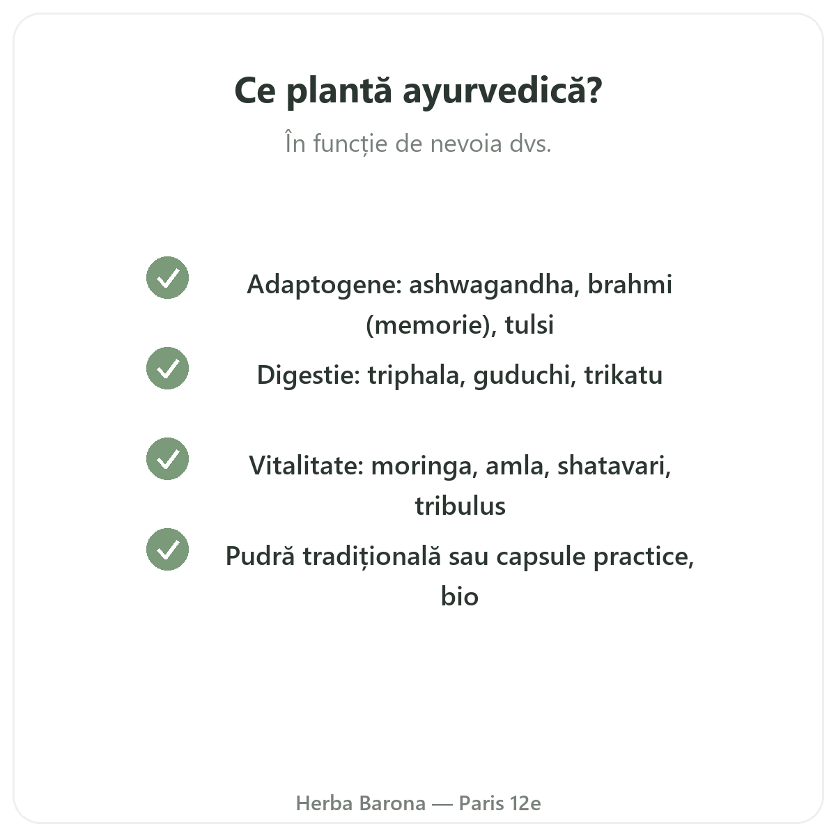 Plante ayurvedice Paris - angajamente de calitate la Herba Barona Paris, arondismentul 12