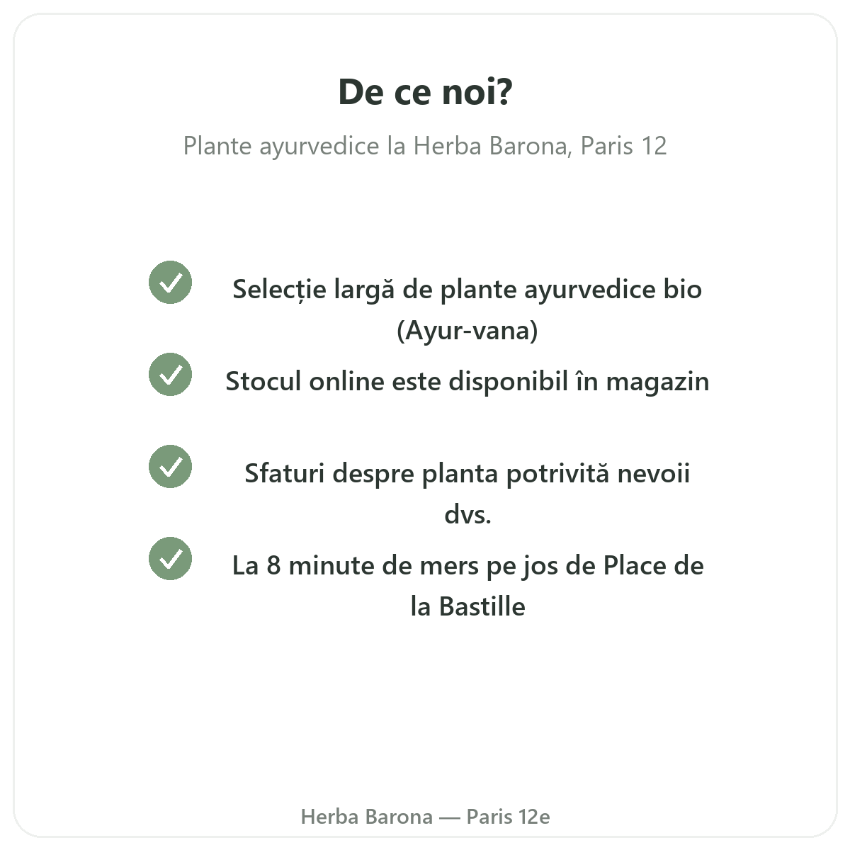 De ce să cumpărați plante ayurvedice la Paris de la Herba Barona Paris, arondismentul 12