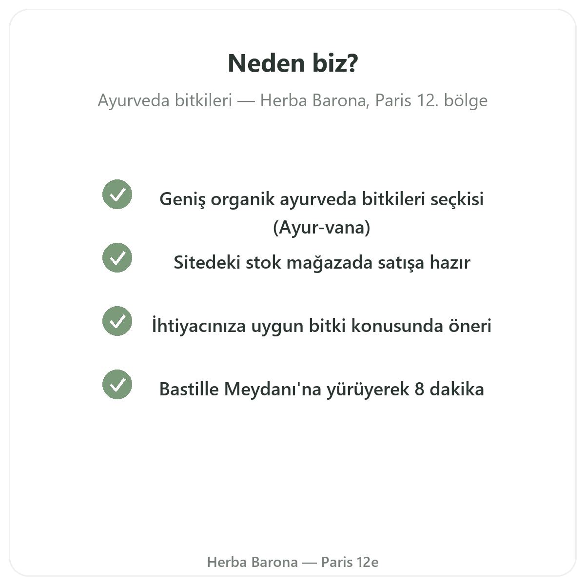 Ayurvedik bitkiler Paris neden Herba Barona Paris 12. bölgeden alinmali