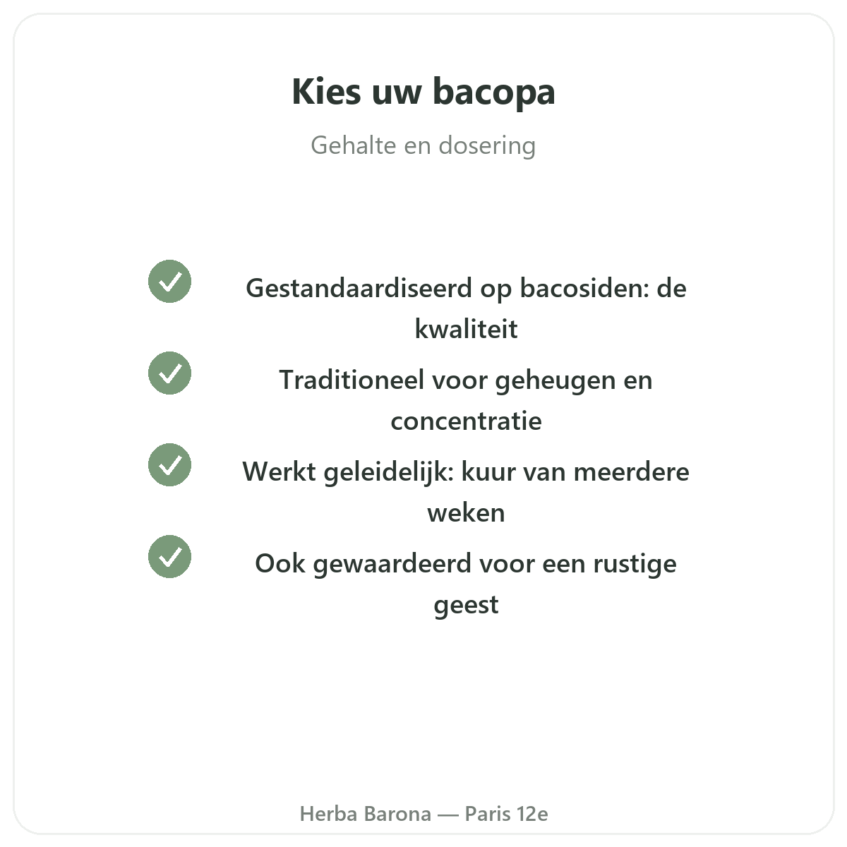 Bacopa Brahmi Paris Paris - engagements qualite chez Herba Barona Paris 12e