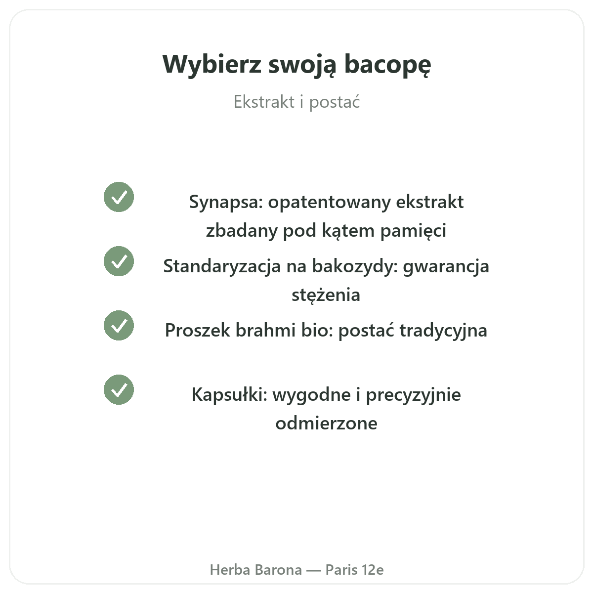 Bacopa Brahmi - zobowiązania jakościowe w Herba Barona - wysyłka do Polski