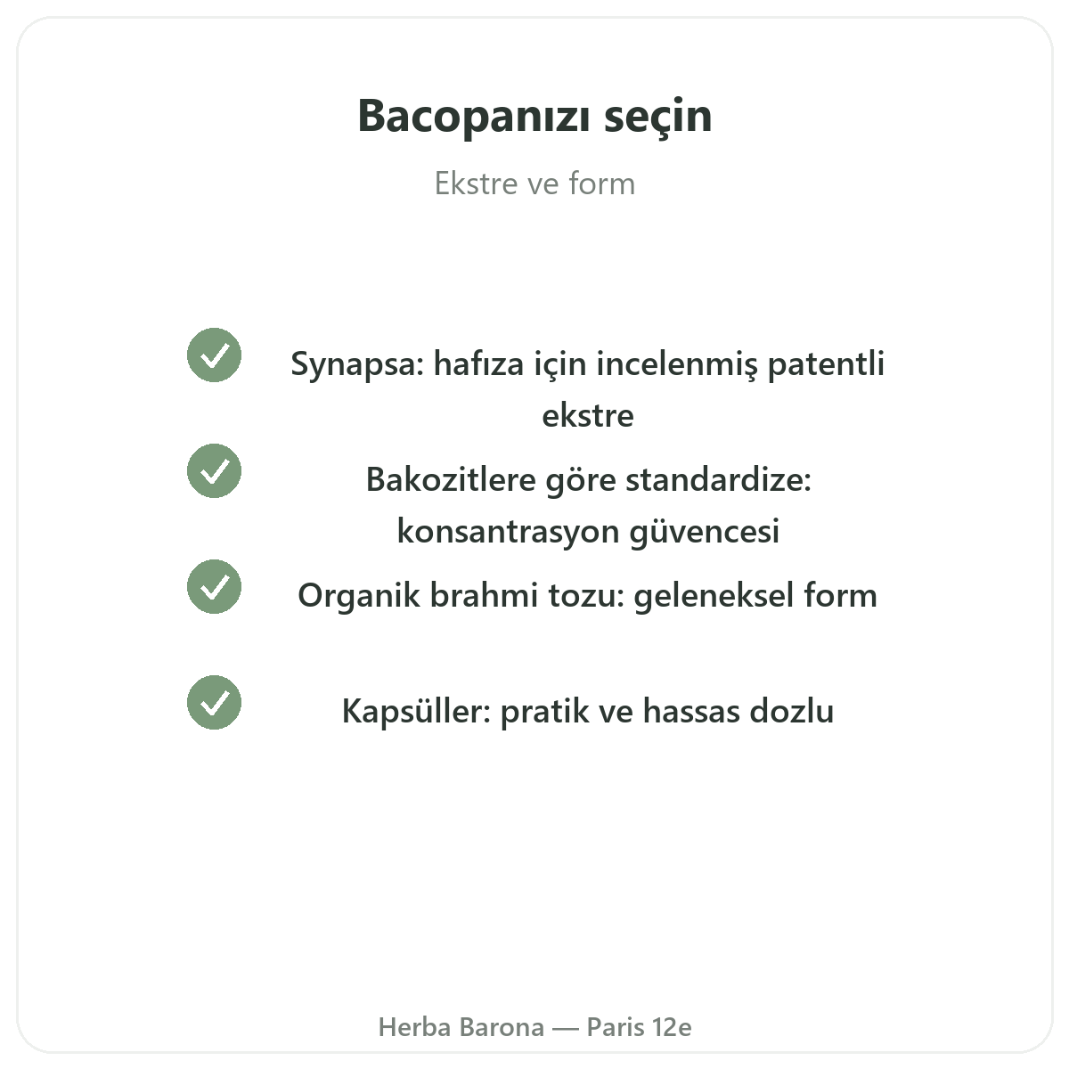 Bacopa Brahmi Paris - kalite taahhütleri, Herba Barona Paris 12. bölge