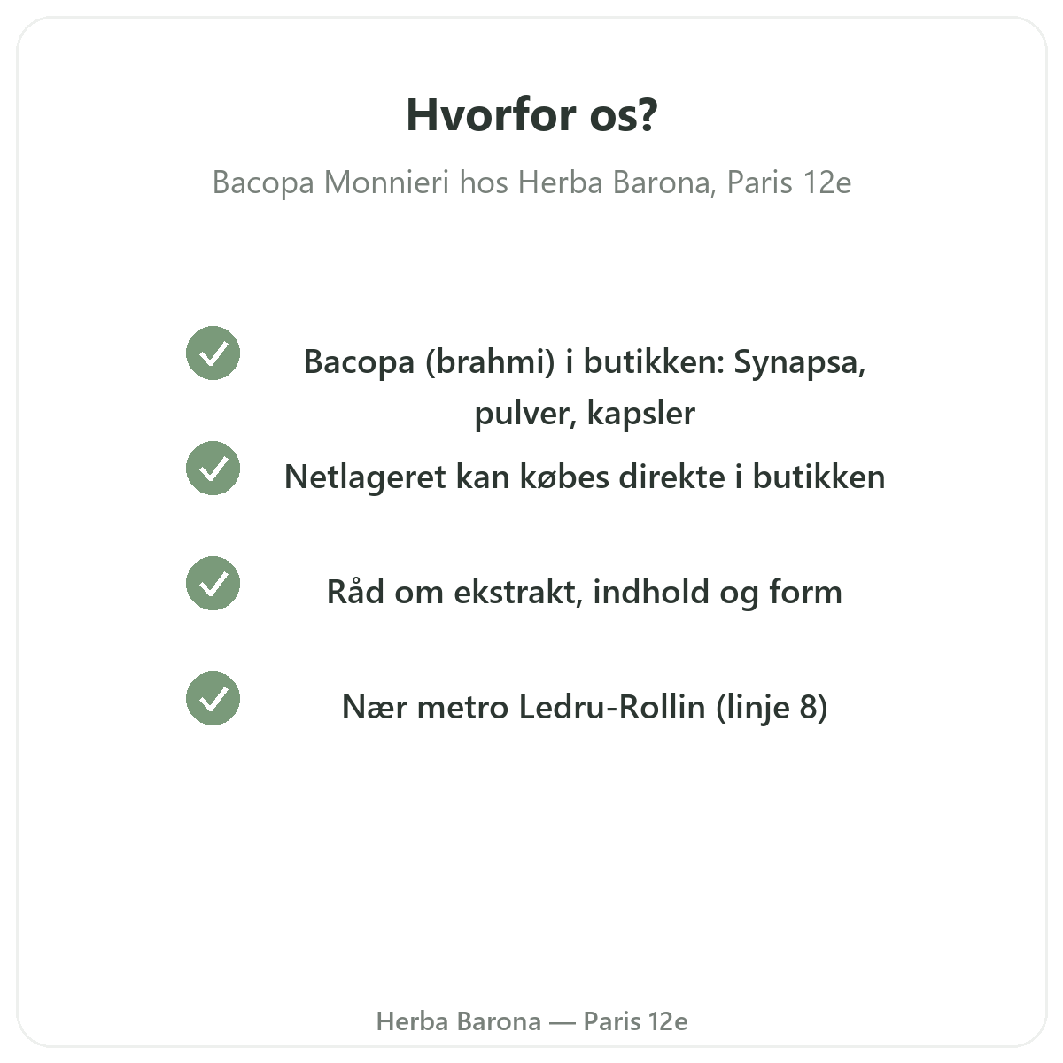 Hvorfor købe Bacopa Brahmi Paris i Paris hos Herba Barona Paris 12