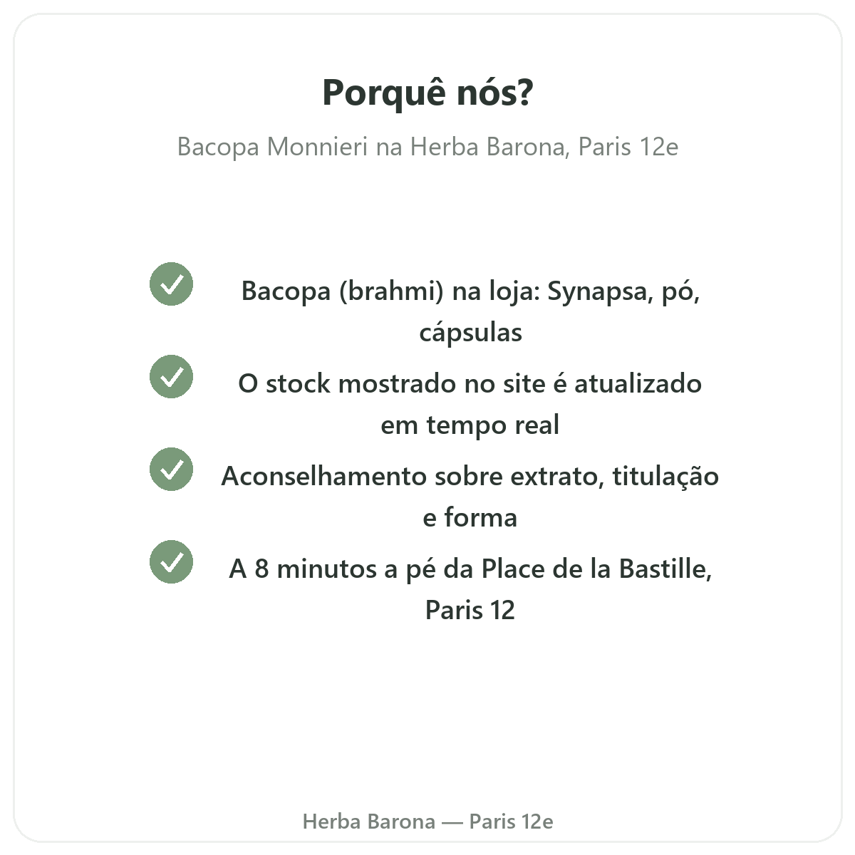 Porquê comprar Bacopa Brahmi Paris em Paris na Herba Barona Paris 12e