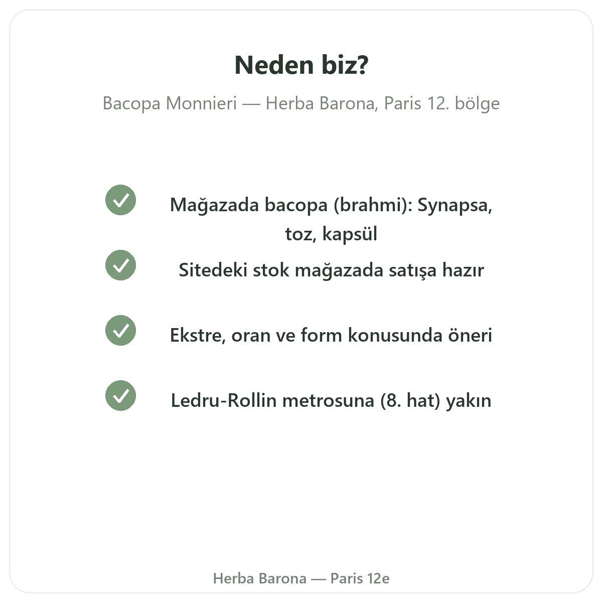 Paris’te Bacopa Brahmi neden Herba Barona’dan alınmalı