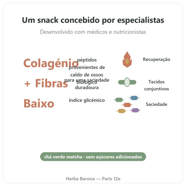 Barra de colagénio matcha – Jarmino benefícios e dados principais Paris Herba Barona