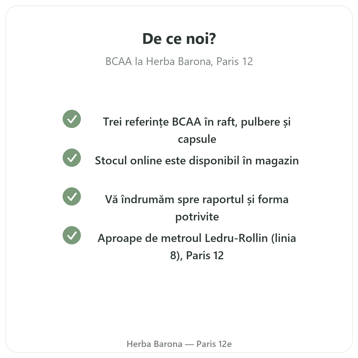 De ce să cumpărați BCAA la Herba Barona în Paris 12