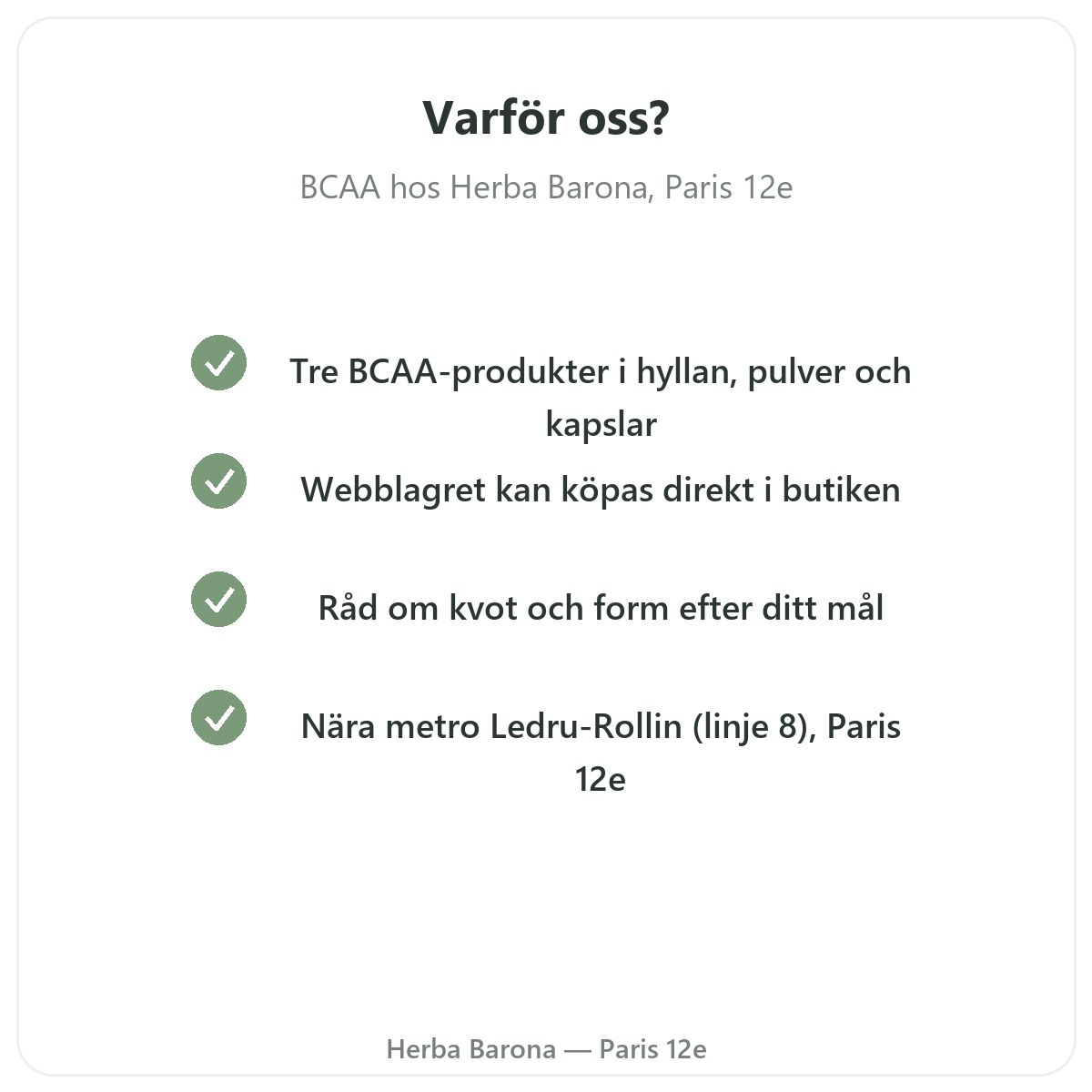 Därför köper du dina BCAA hos Herba Barona i Paris 12e