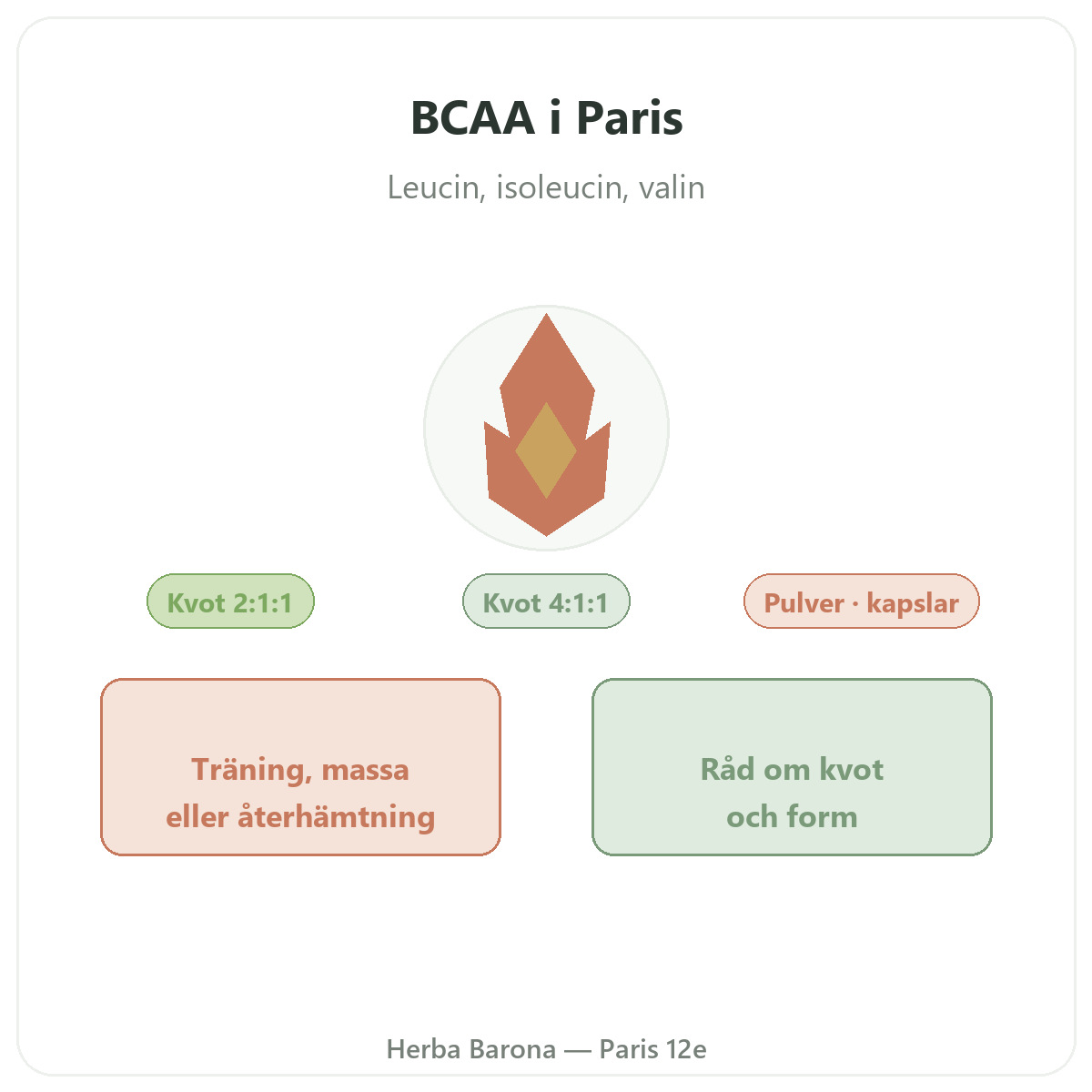 BCAA i Paris - leucin, isoleucin och valin hos Herba Barona Paris 12e