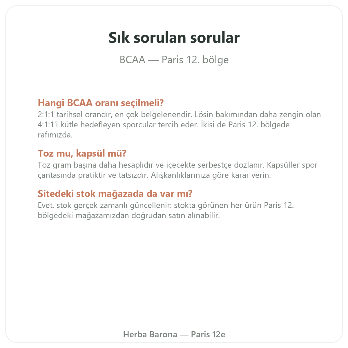 BCAA hakkında sık sorulan sorular - Herba Barona Paris 12