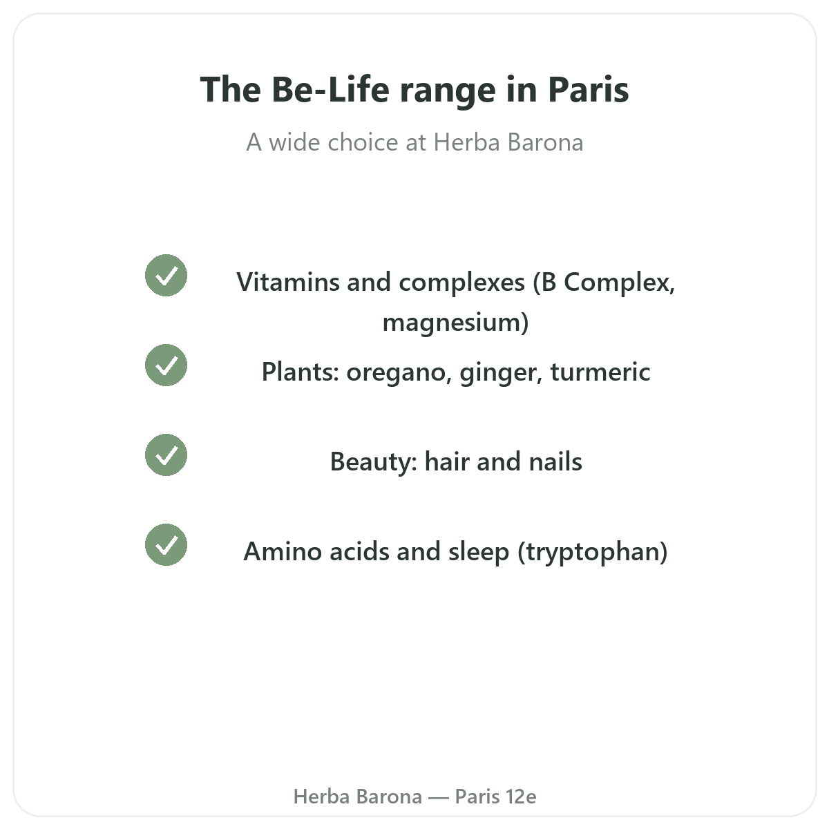 The Be-Life range in Paris at Herba Barona Paris 12e
