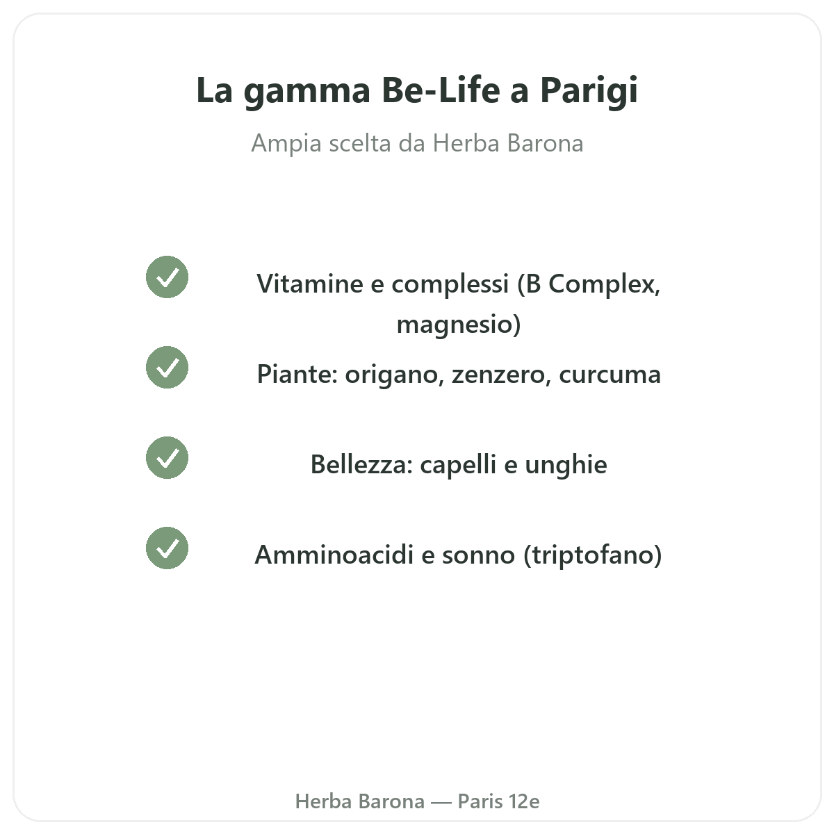 La gamma Be-Life a Parigi da Herba Barona Parigi 12e