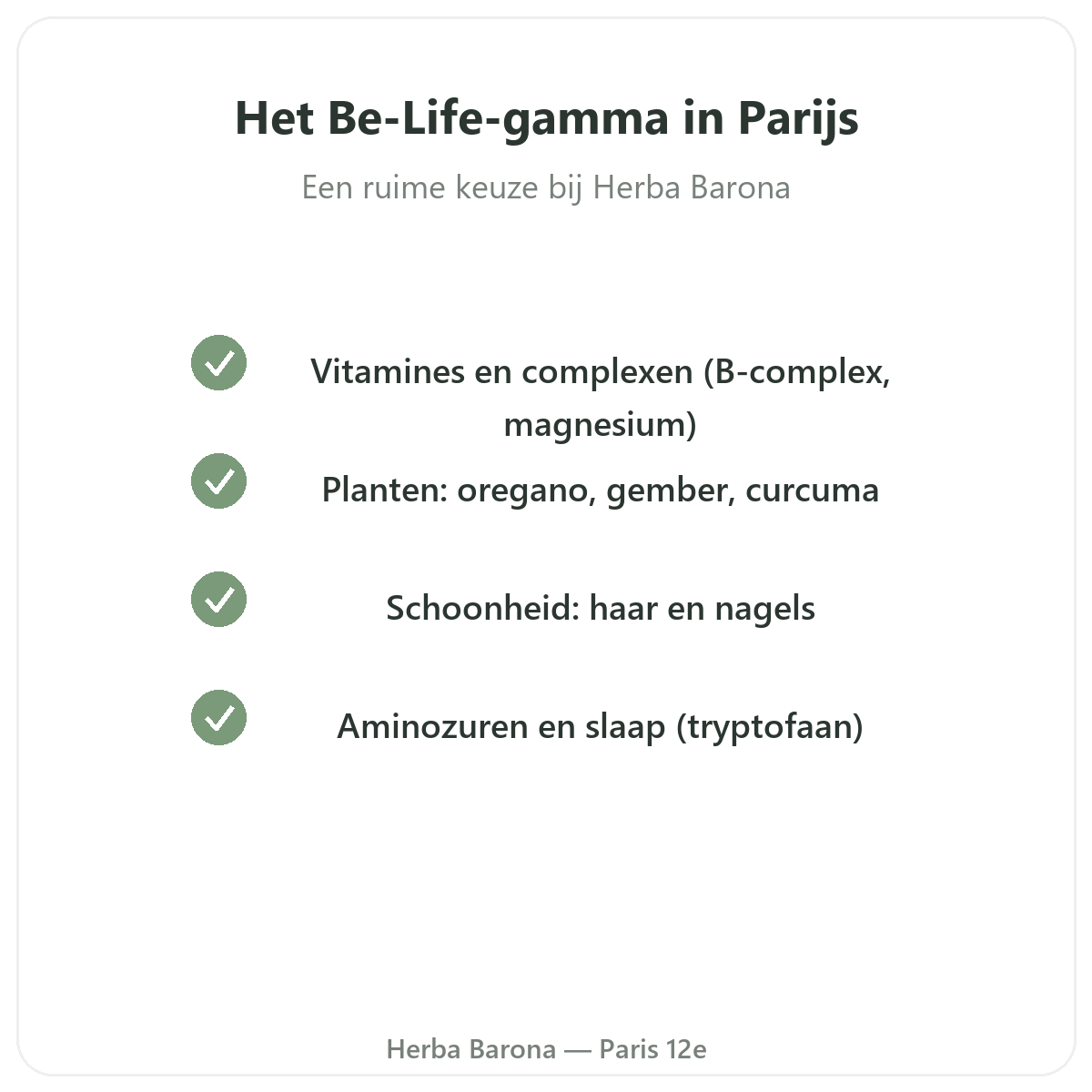 La gamme Be-Life à Paris chez Herba Barona Paris 12e