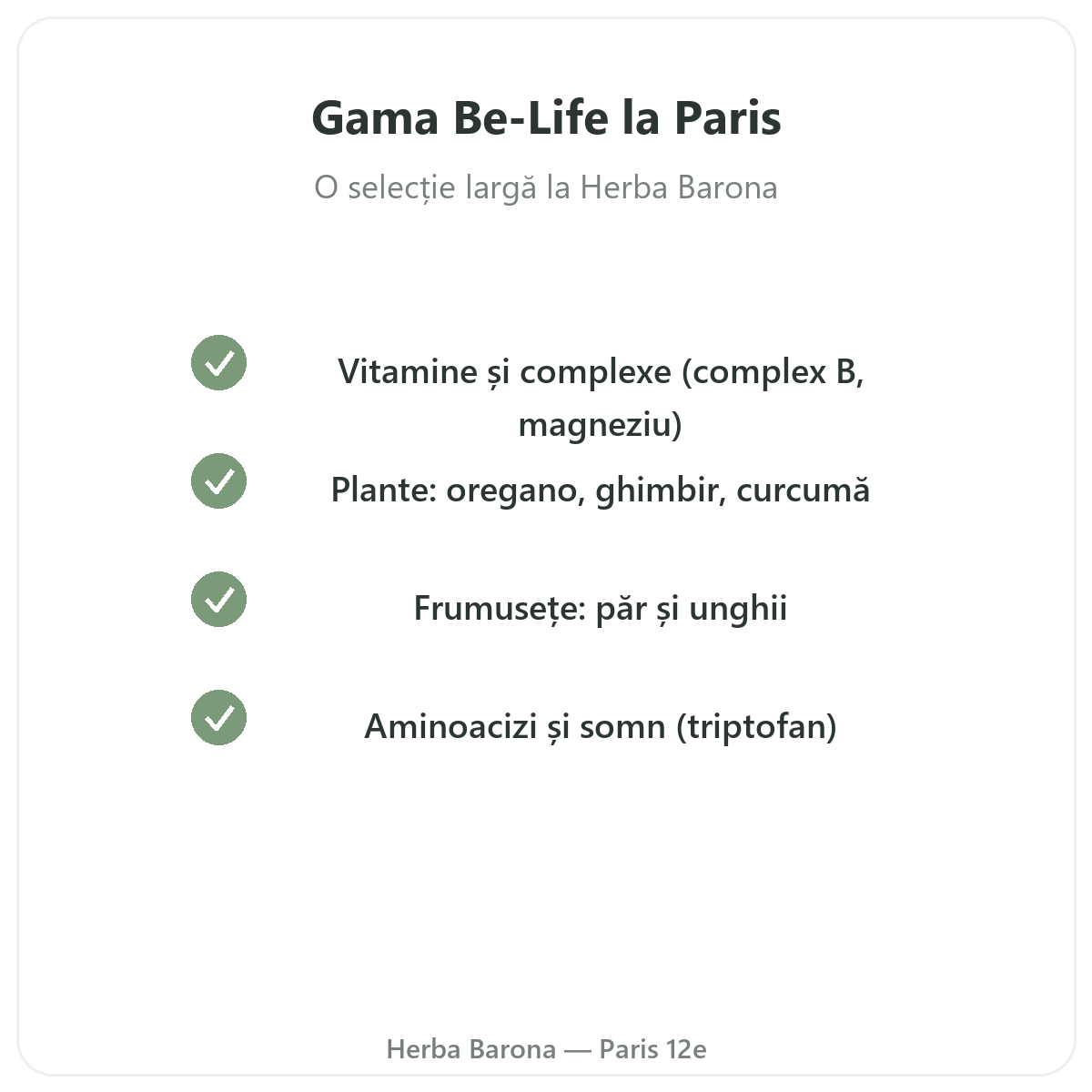Gama Be-Life la Paris la Herba Barona Paris, arondismentul 12