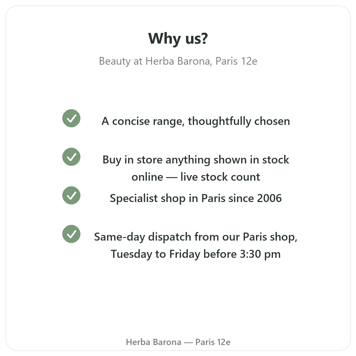 Why buy Beauty, skin & hair supplements in Paris at Herba Barona Paris 12e