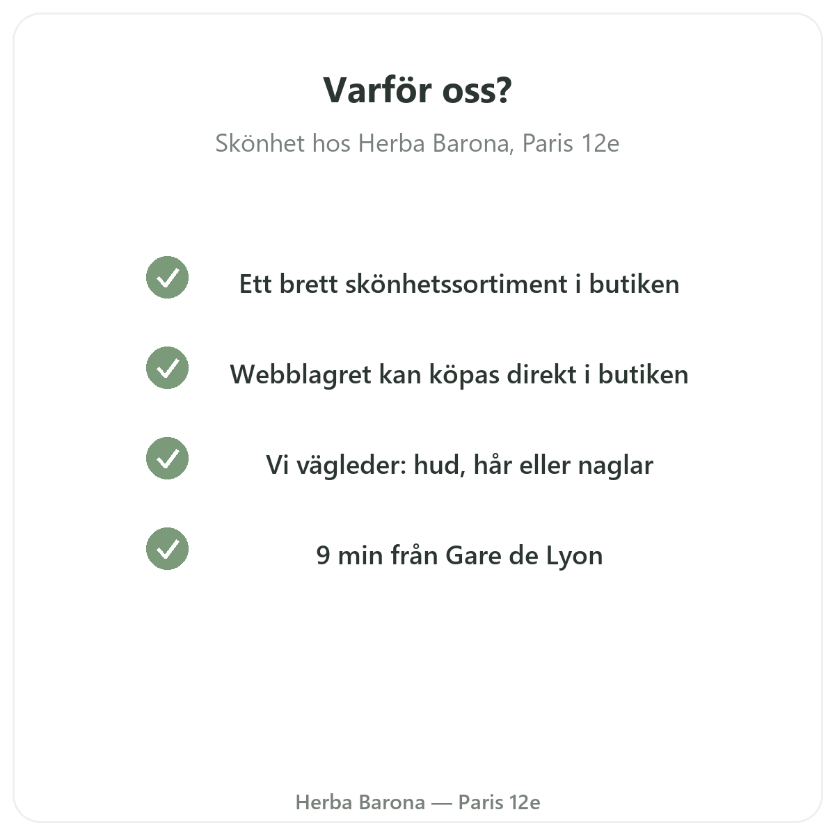 Varför köpa skönhetsprodukter för hud och hår i Paris hos Herba Barona Paris 12e