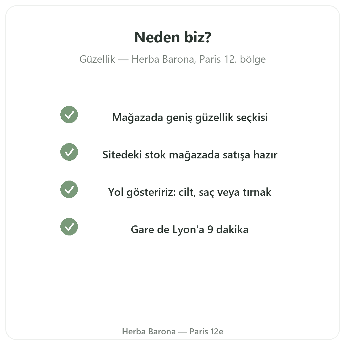 Cilt ve saç güzelliği Paris neden Herba Barona Paris 12. bölgeden satın alınır