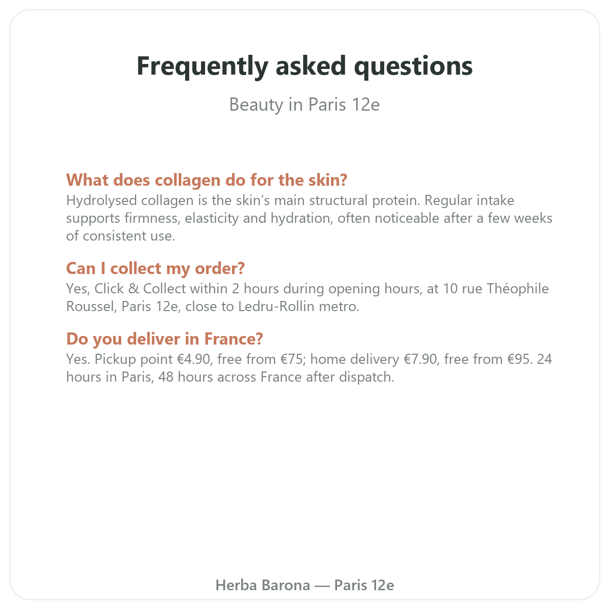 Frequently asked questions about Beauty, skin & hair in Paris - Herba Barona Paris 12e