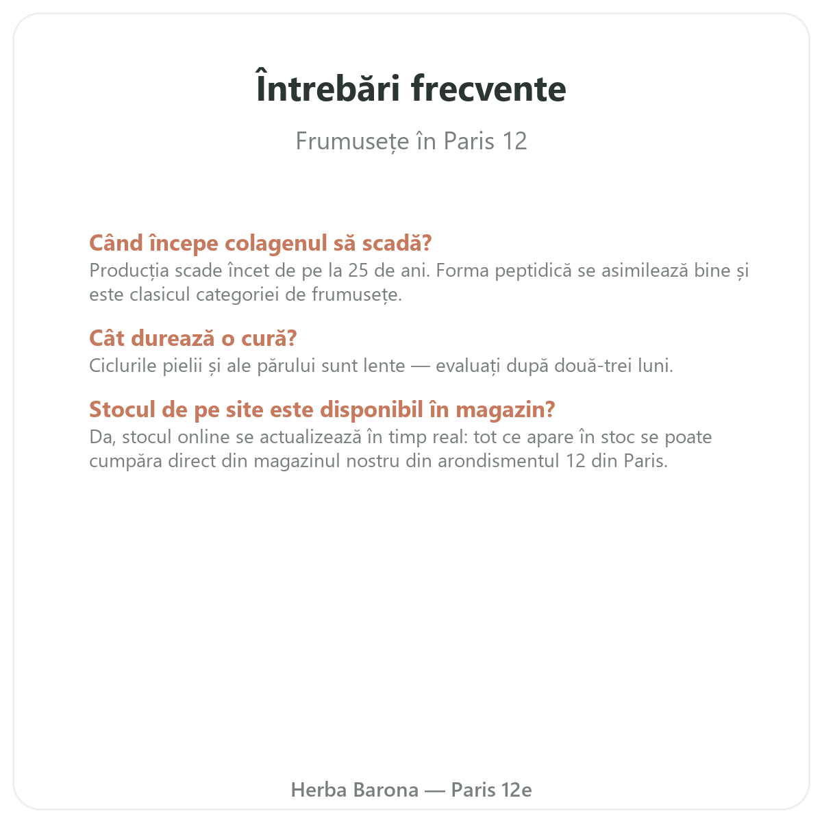 Întrebări frecvente Frumusețe piele păr Paris la Paris - Herba Barona Paris, arondismentul 12