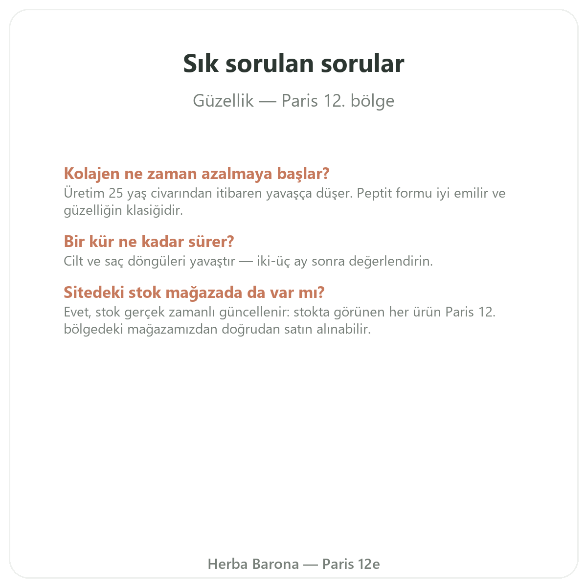 Cilt ve saç güzelliği Paris sıkça sorulan sorular - Herba Barona Paris 12. bölge