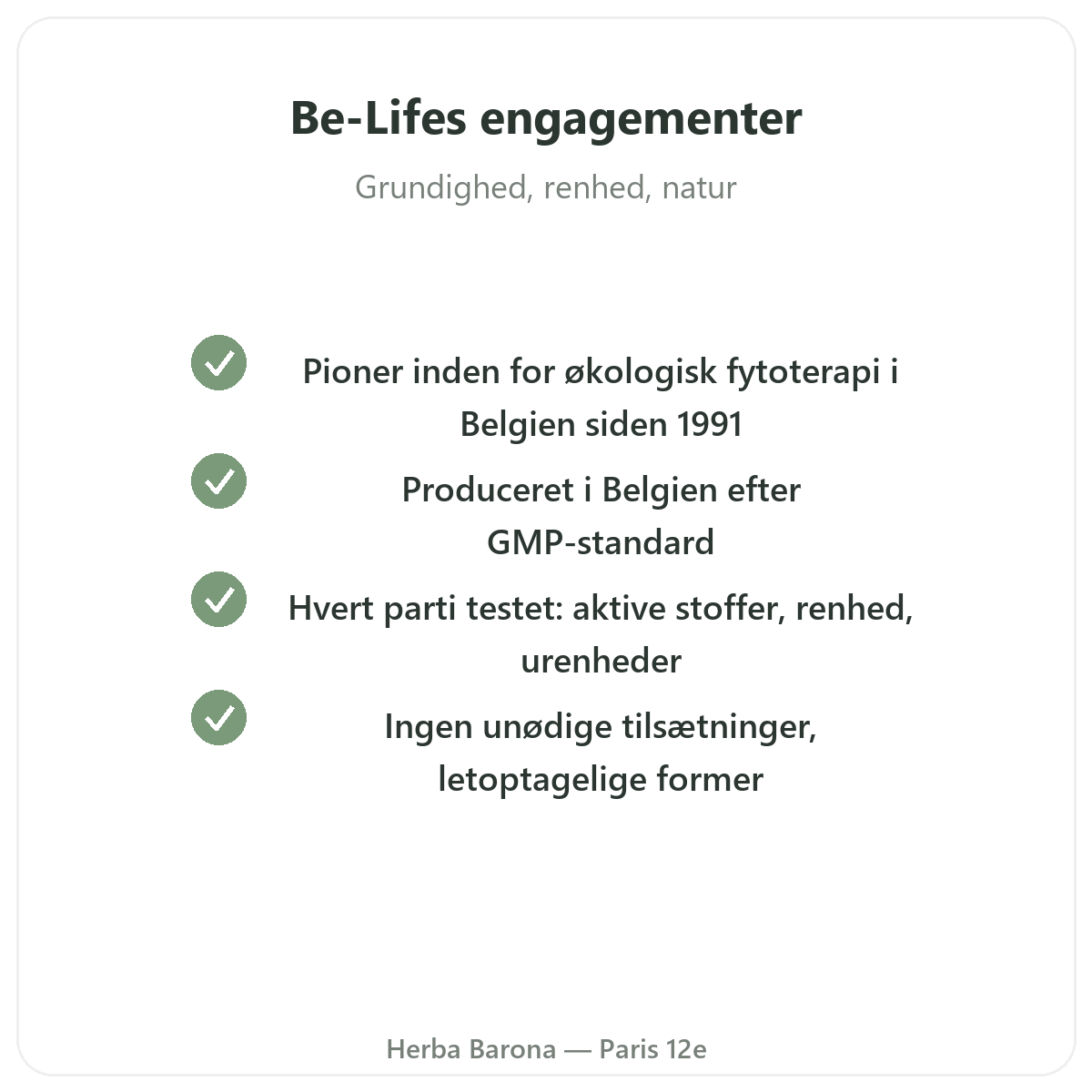 Be-Life Paris - kvalitetsløfter og patenterede råvarer hos Herba Barona