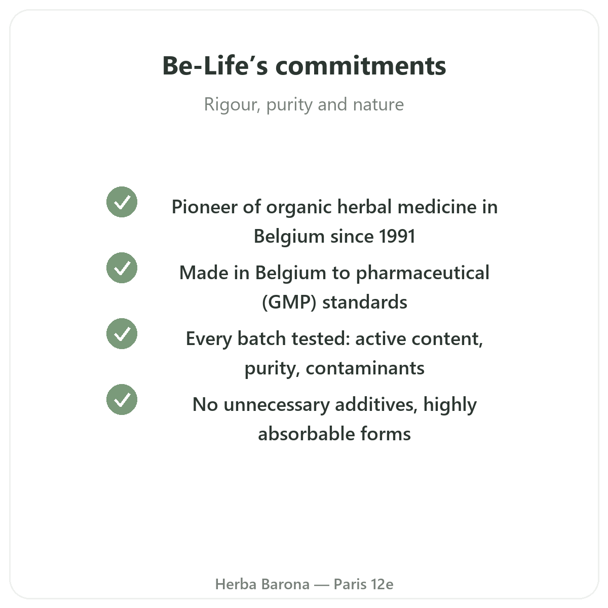 Be-Life Paris - quality commitments and patented raw materials at Herba Barona