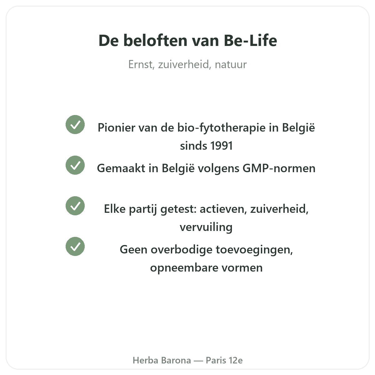 Be-Life Paris - engagements qualite et matieres premieres brevetees chez Herba Barona