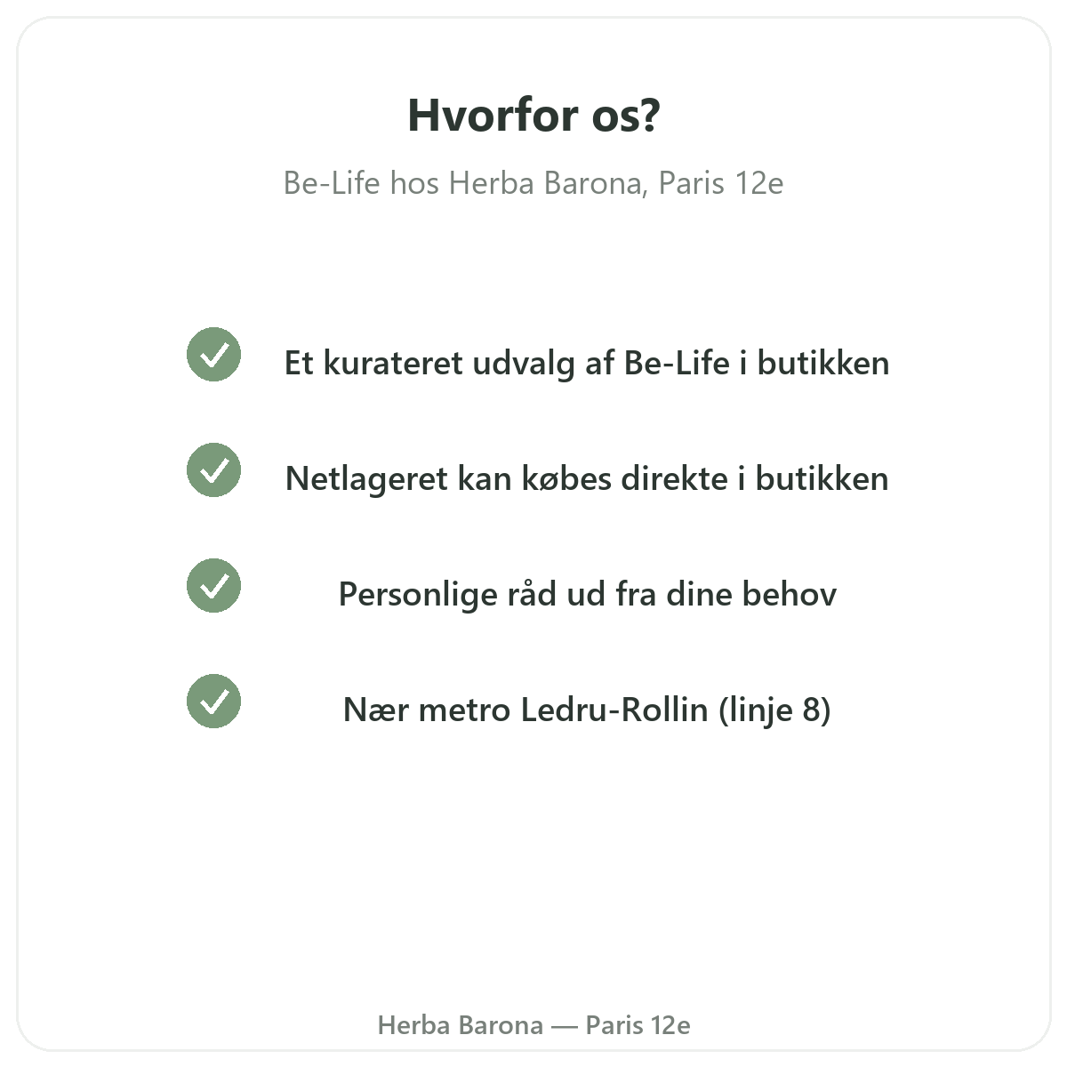 Hvorfor købe Be-Life i Paris hos Herba Barona Paris 12