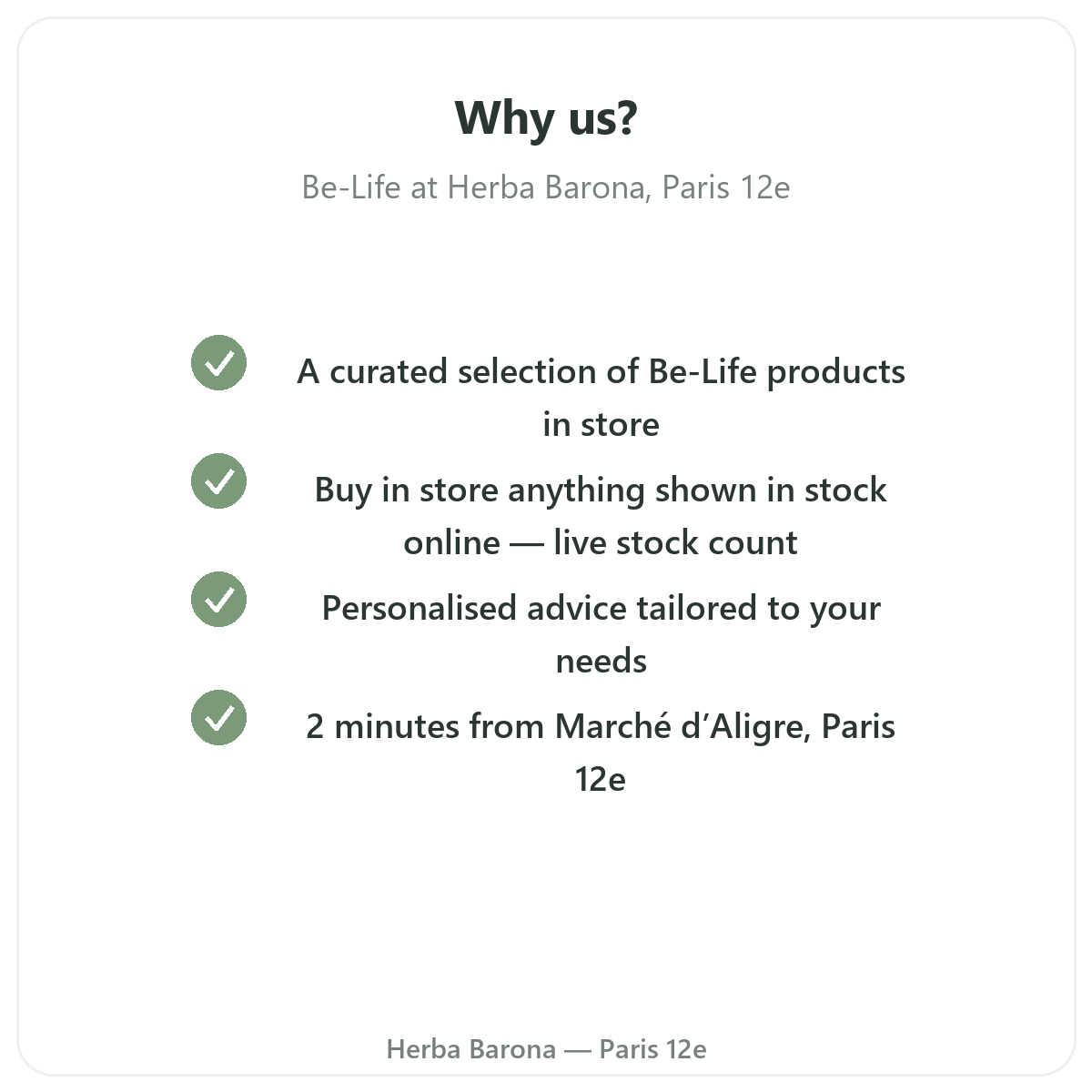 Why buy Be-Life in Paris at Herba Barona Paris 12e