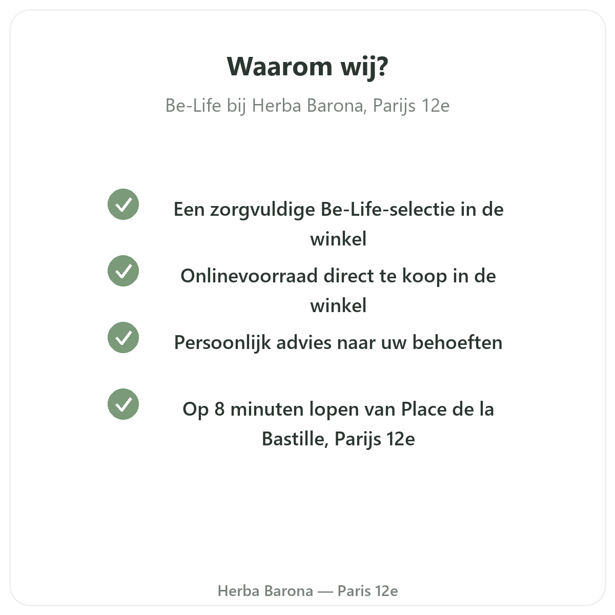 Pourquoi acheter Be-Life a Paris chez Herba Barona Paris 12e