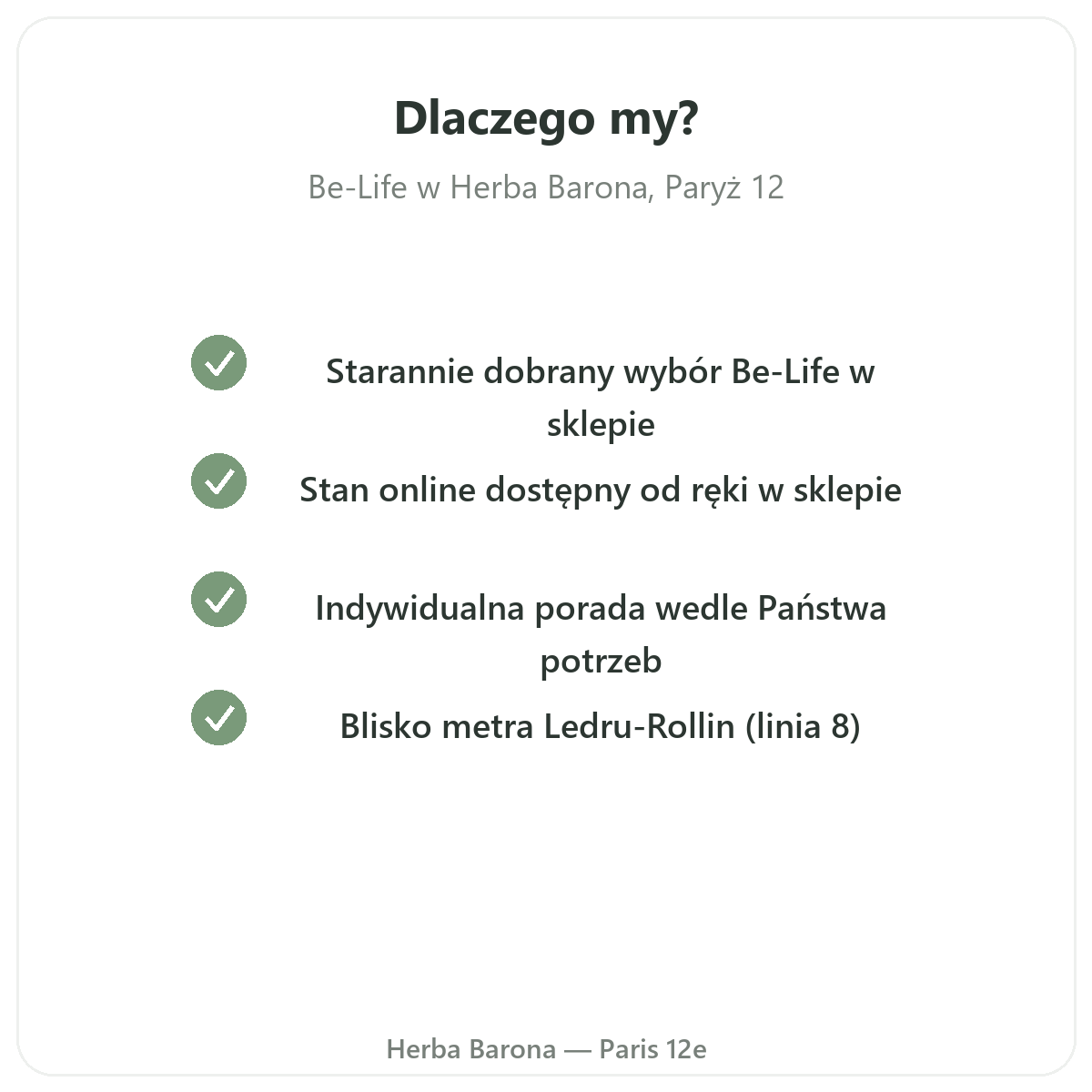 Dlaczego kupować Be-Life w Paryżu u Herba Barona Paryż 12